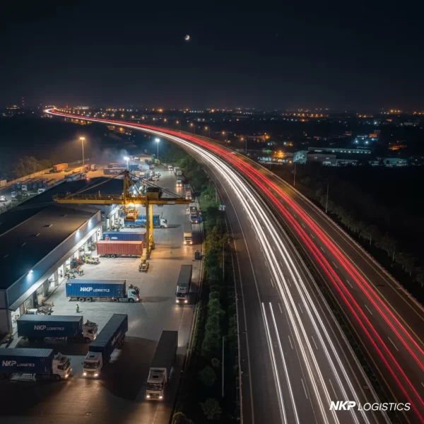 3. Vệt sáng xe tải trên cao tốc ban đêm, tượng trưng hành trình Bắc - Nam.