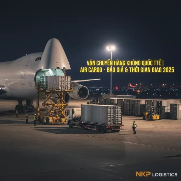 3. Hoạt động bốc dỡ container hàng không vào ban đêm.