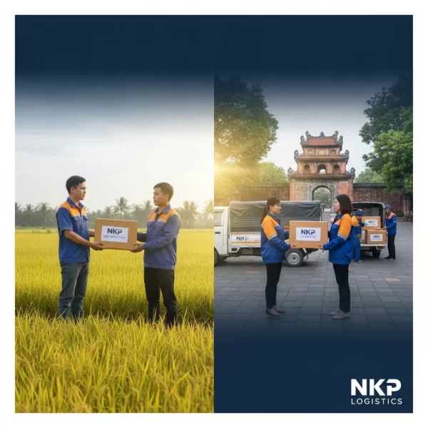 3. Kiện hàng được trao tay giữa cánh đồng Long An và Cổng Văn Miếu Hà Nội.