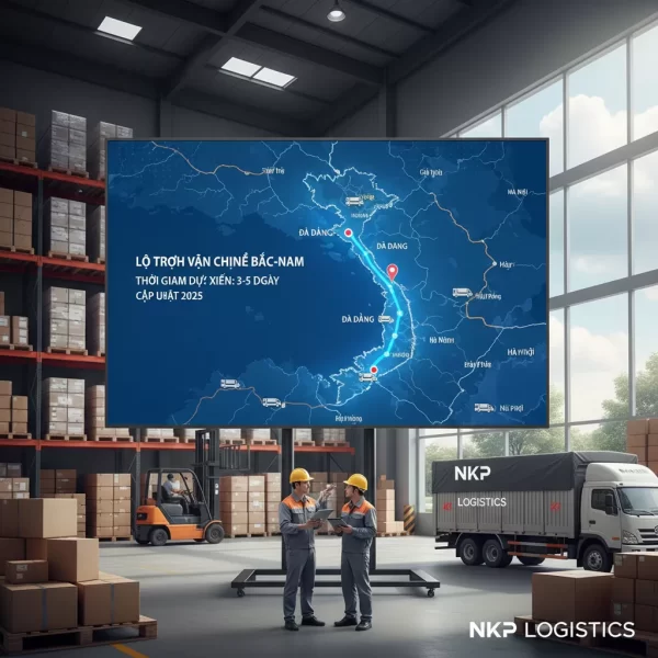 4. Lộ trình vận chuyển Bắc-Nam hiển thị trên màn hình kỹ thuật số