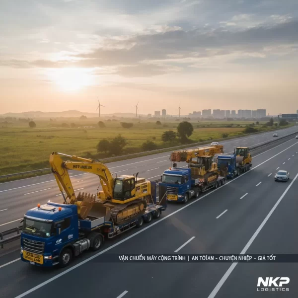 4. Đoàn xe vận chuyển thiết bị công trình