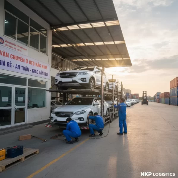 2. Gia cố ô tô trên xe chuyên dụng