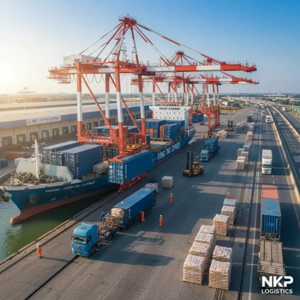 2. Bốc dỡ hàng hóa tại cảng Cái Mép