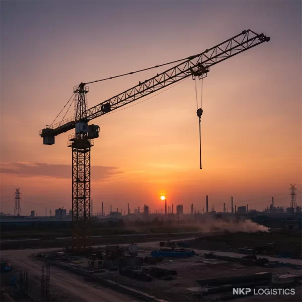 1. Bóng xe cẩu trên nền hoàng hôn công nghiệp Bến Cát