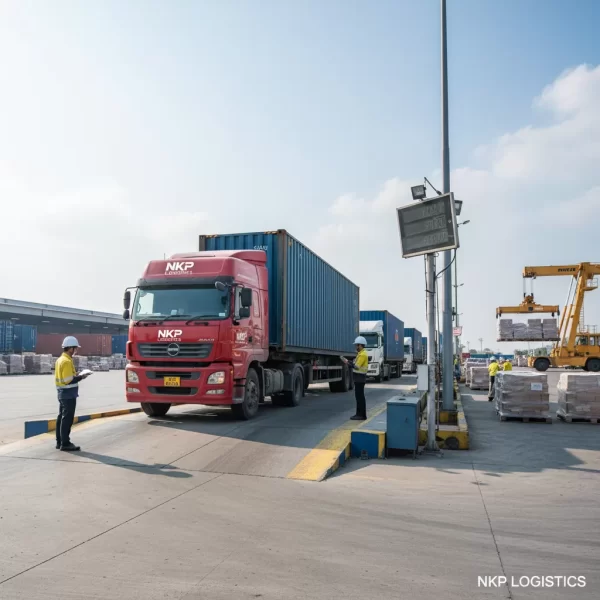 4.  Cân tải trọng xe container