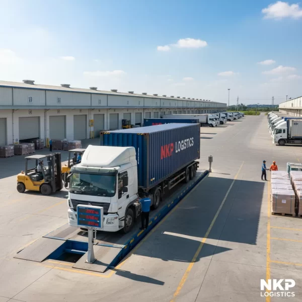 3. Xe container trên trạm cân