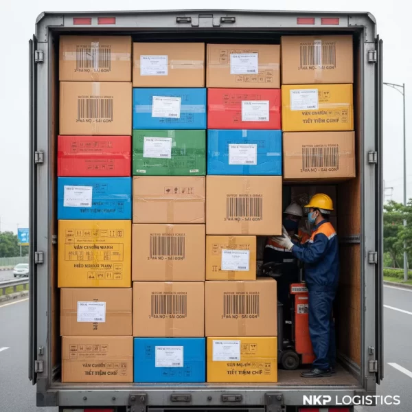 1. Các kiện hàng xếp khít như trò chơi xếp hình