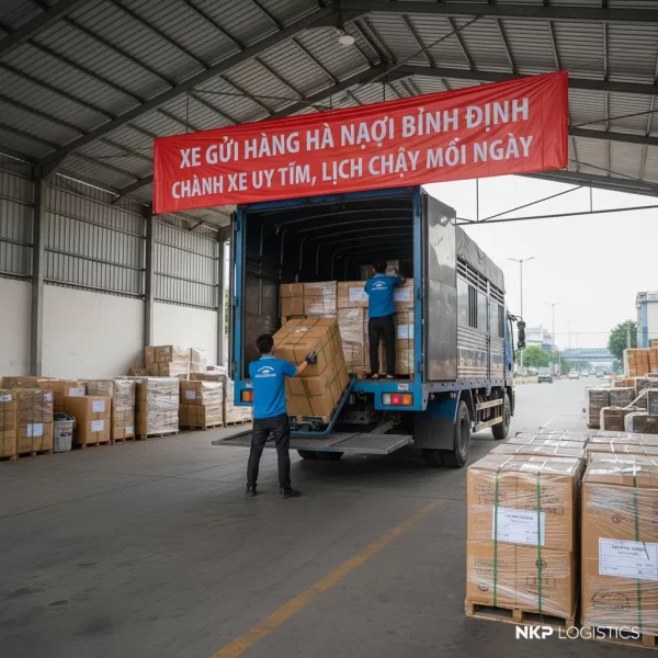 2. Nhân viên bốc xếp hàng lên xe tại chành